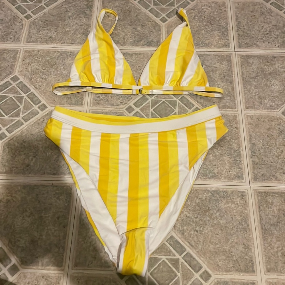 High waisted yellow bikini